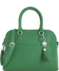 2 in1 Fashion Satchel Bag with Tassel Accent WU1030W OLIVE